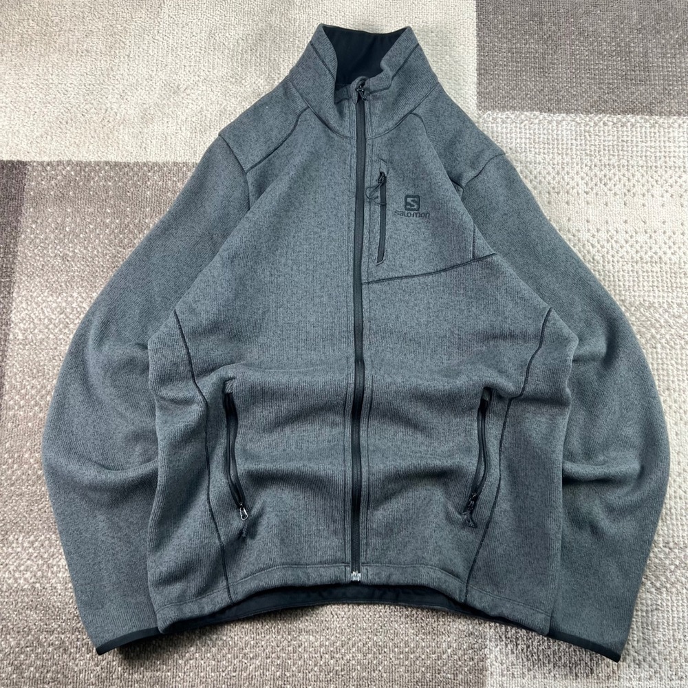 Salomon Advanced Skin Warm‎ Mens Gray Full Zip Fleece Jacket Size L Gorpcore